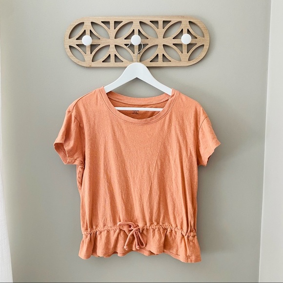 Madewell Drawstring Tee Shirt Coral Sz Medium - Picture 1 of 8